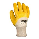 texxor 12 Stück Nitril-Handschuhe 2356, Strickbund, Packung, natur-gelb, 9/L