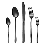 HONKKU Besteck Set Schwarz, 30 Teilig Edelstahl Besteckset für 6 Personen,...