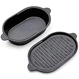 Warmiehomy 2in1 Gusseisen Topf Dutch Oven 2L - Oval 23cm Gusseisen Topf Brot...