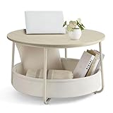 VASAGLE Couchtisch rund, Tisch mit Stauraum, Beistelltisch, Wohnzimmertisch mit...