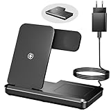 Eddibox 3 In 1 Ladestation für Apple Watch und iPhone, Faltbar 15W Schnelles...