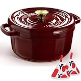 Overmont Bräter Emailliert Gusseisen Topf - Dutch Oven 26cm backofengeeignet...