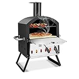 FANTASK Pizzaofen 2-lagigem mit Grillrost, Outdoor Pizza Ofen, Pizzastein &...