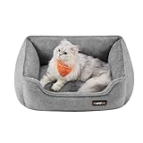 Feandrea Katzenbett, Hundebett, Hundekissen in Leinenoptik, erhöhte Ränder,...