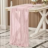 Käsetuch Tischläufer Rosa, 300 x 90 cm Boho Gaze Tischläufer Cheesecloth...
