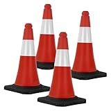 ECD Germany 4 Stück Verkehrskegel Pylone 51 cm, Rot-Weiß, Leitkegel mit...