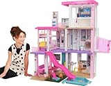 Barbie Dream House (114 cm), 3-stöckiges Puppenhaus Pool, Rutsche,...