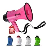 Pyle Megafon 30W mit Sirene & Mikrofon, Pink Faltbares Megaphone für Kinder &...