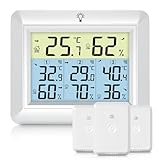 Urageuxy Wetterstation Funk mit 3 Außensensor - Wetterstation mit 100m...