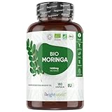 Bio Moringa - 1650mg Moringa Oleifera Pulver - 180 vegane Kapseln für 2 Monate...