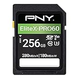 PNY 256GB EliteX-PRO60 Klasse 10 U3 V60 UHS-II SDXC Flash-Speicherkarte,...