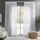 Deconovo Voile-Gardinen, für Wohnzimmer, mit Kräuselband für Klemmensystem,...