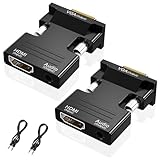 VIEVRE 2 Stücke HDMI auf VGA, HDMI Vga Adapter mit 3,5 mm Klinkenstecker, HDMI...