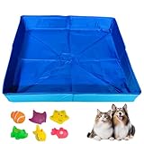 Hundepool Katzenpool Mit 6 Fischen Spielzeug, 50x50x10cm Hundebadewanne Faltbare...