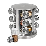 STONELINE Gewürzregal Stehend mit 12 Gewürzgläser, Edelstahl Glas...
