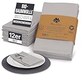 mon Bijou® Stoffservietten Grau 12er Set – GOTS Bio-Baumwolle – Waschbare...