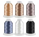 ilauke 6 Farben Polyester Maschinen Stickgarn, 500M(550Y) Maschinenstickgarn...