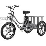 ELEKGO 20 Zoll E Bike Dreirad, 48V 18AH abnehmbare Batterie Tragfähigkeit 200...