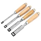 QWOR 4tlg. Stechbeitel Set für Holz - Scharfes Stecheisen Set 6, 12, 19, 24mm -...