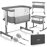 Lionelo Aurora 3 in 1 Babybett bis 9 kg, Beistellbett, Wiege, Höhenverstellug...