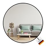 Albatros Designerspiegel rund schwarz mit Metallrand, 50cm Durchmesser, für...