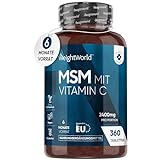 MSM 2400mg mit Vitamin C - 360 Tabletten für 6 Monate Vorrat - Für Knochen,...