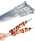 Profi BBQ Edelstahl Grillspieße, Extra Breit: 1 cm und Extra Stark 2 mm Dicke...