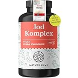 NATURE LOVE® Jod Komplex für die Schilddrüse - 180 Kapseln - mit Jod, Selen,...