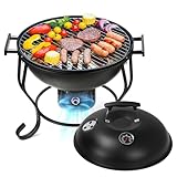 TOKTOO Tragbarer Holzkohlegrill mit einstellbarem Gebläse, Ø 44cm BBQ Grill...