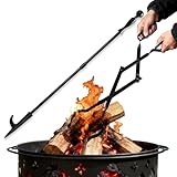 Amagabeli 2-teilig Kaminzangen Set mit Haken 66cm Schwerlast Kaminholzzange &...