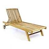 Divero Sonnenliege Gartenliege Relaxliege Liege Holzliege Teak Holz für Garten...