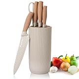 Messer Set, 6-teiliges Khaki Scharfes Messerblock Set für Küche, Antihaft...