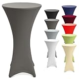 Beautissu Stretch Stehtisch Hussen 80cm Anthrazit – Waschbar Bügelfrei...