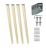 woplus Holz Tischbeine Round | Höhe: 68 cm | Natur (unbehandelt) | konisch...