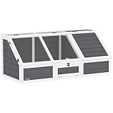 PawHut Schildkrötenhaus aus Holz Schildkrötengehege mit Zwei Haupthäusern,...