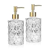 AstraLoom Glas-Seifenspender-Set 2x330ml mit Rautenmuster - Für Bad/Küche...