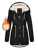 Xnova Wintermantel Damen Winterjacke Parka Lang Warm Gefütterter mit Kapuze,...