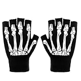 APLZGMG Skelett Handschuhe für Damen Herren Fingerlose Totenkopf Handschuhe...