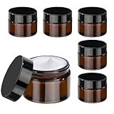 GAUATO 6 Stück Glastiegel 50ml, Cremedosen zum Befüllen Braunglas Cremetiegel...
