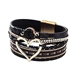 MVOLEGDE Lederarmband Damen,Mehrschichtiges Armband Damen Leder,Herz Leder...