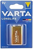 VARTA 10510122 - Longlife 9V Block 6LR61 Batterie Alkaline E-Block Batterien,...