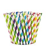 GUSTO [200 Pack] Striped Paper Drinking Straws 100% Biodegradable - Assorted...