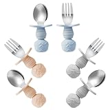 PandaEar 6 Stück Kinderbesteck| Silikongriff Edelstahl Kindergeschirr Set |...