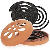 com-four® 6X Anti-Mücken-Spirale mit 1x Terrakotta-Behälter - Mückenkreisel...