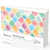 Koncci Aquarellpapier A4, 40 Blatt Aquarellblock, Kaltgepresst 300g/m² Weißes...