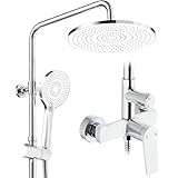 Rainsworth Duschsystem mit Armatur Chrom, Regendusche mit Armatur aus Messing,...