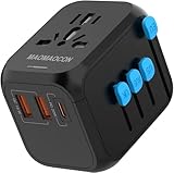 Reiseadapter Weltweit, Universal Reisestecker mit PD20W, 2 USB, 1 USB C und 1AC...