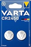 VARTA Batterien Knopfzelle CR2450, 2 Stück, Lithium Coin, 3V, kindersichere...