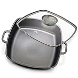 ELO Servierpfanne eckig 28x28 cm Aluguss mit Glasdeckel – Hochwertige Antihaft...