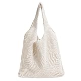 Strandtasche Damen, Häkeltasche Beach Bag, Gestrickte Umhängetasche Sommer,...